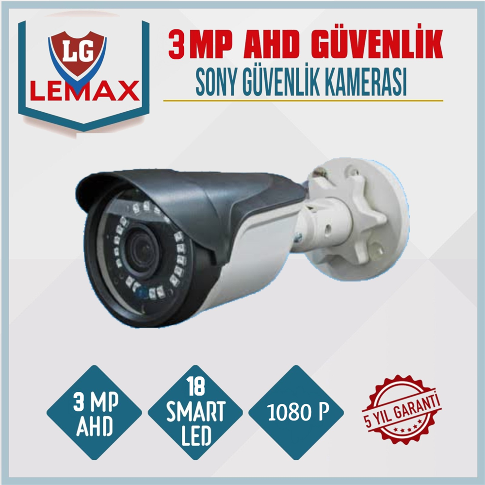 3 MP Gece Görüşlü AHD Sony Lens Güvenlik Kamerası