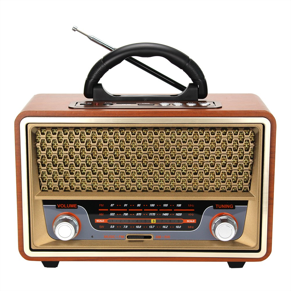 Everton RT-861Usb Kart Girişli Şarjlı Bluetoothlu Ahşap Dekoratif Nostaljik Radyo Radyo