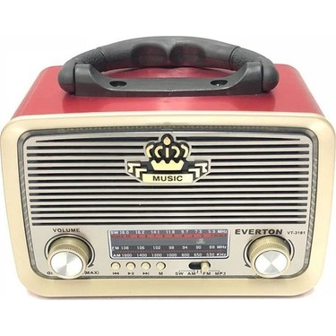 Everton Nostalji Bluetooth Şarjlı Radyo Usb Sd Mp3 Player 